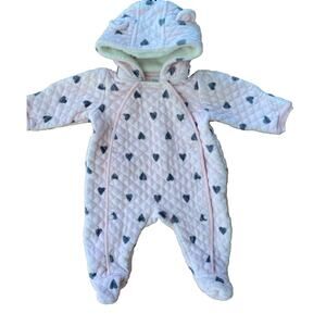 Nordstrom Baby Bunting Quilted Hearts Winter Wear Size 6m Pink